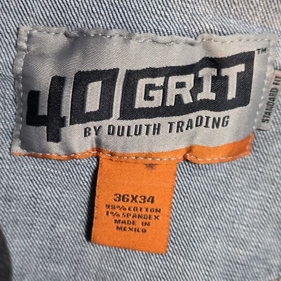 40 Grit Duluth Trading Jeans Mens 36x32 Blue Standard Fit Denim Stretch Pants - Picture 6 of 11